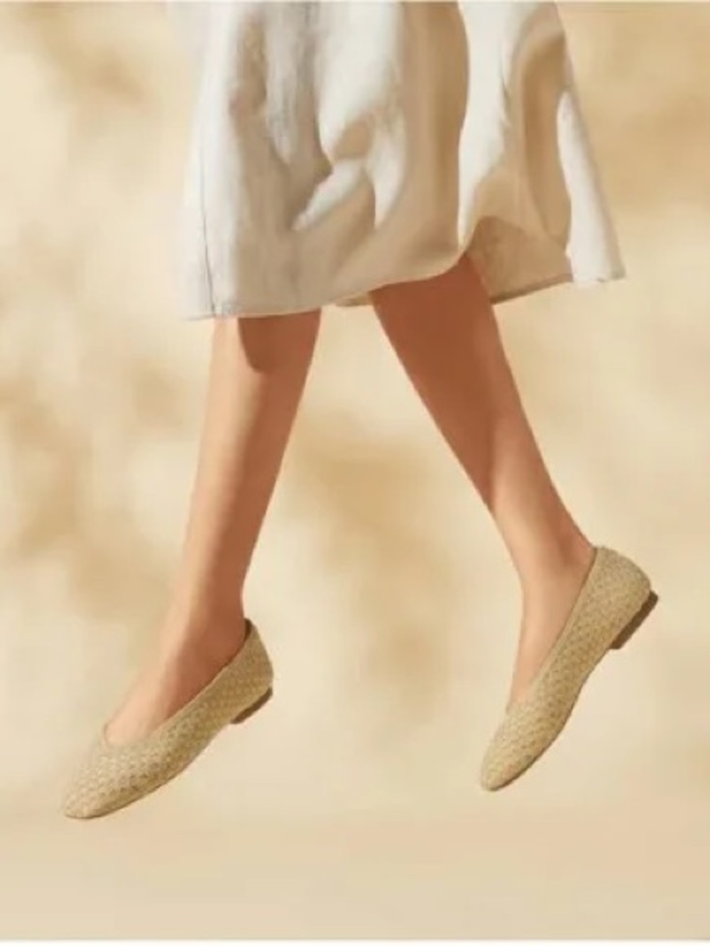 NWOB VIVAIA Margot 2.0 Tan Woven Flats Comfortable Knit Ballet Sequin - Picture 3 of 10